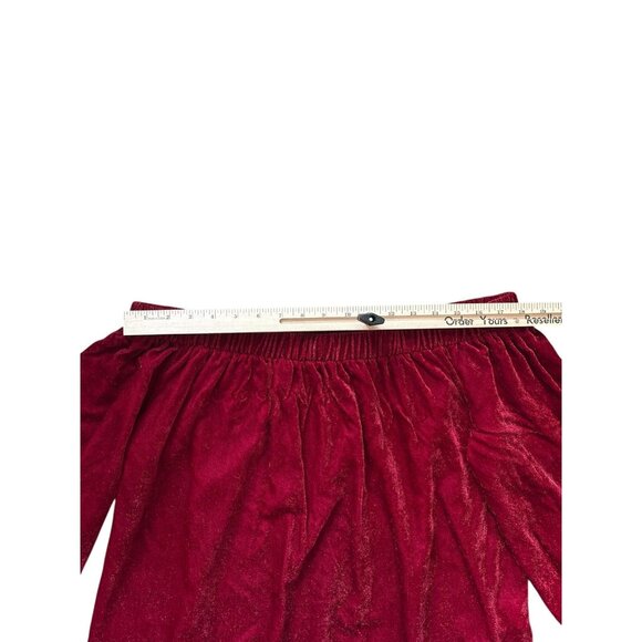 Gibson Latimer Shirt Womens Medium Red Velvet Off Shoulder Bell Sleeve Blouse - Picture 7 of 9